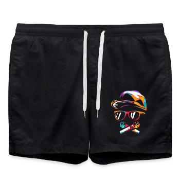 Stampfender Hiphop Straßenbeat - Badeshorts - Schwarz - Vorne - AI Model Male 185 light (185cm)