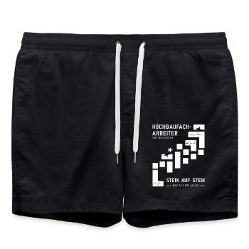 Hochbaufacharbeiter - Badeshorts - Schwarz - Vorne - AI Model Male 185 light (185cm)