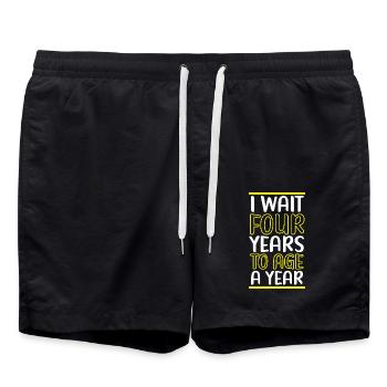 Happy Birthday Schaltjahr 29. Februar Schalttag - Badeshorts - Schwarz - Vorne - AI Model Male 185 light (185cm)