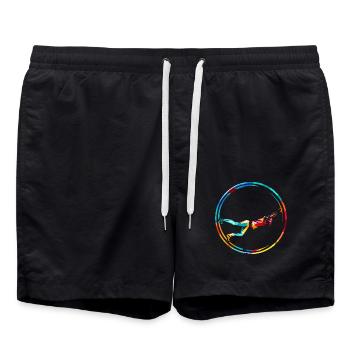 Mutige Rhönrad Turnerin Meisterschaft - Badeshorts - Schwarz - Vorne - AI Model Male 185 light (185cm)