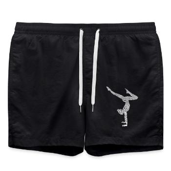 Turnerin Gymnastik Handstand Fingerabdruck Mädchen - Badeshorts - Schwarz - Vorne - AI Model Male 185 light (185cm)