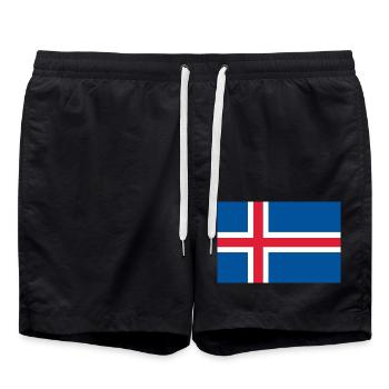 Island Flagge - Badeshorts - Schwarz - Vorne - AI Model Male 185 light (185cm)