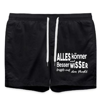 Besserwisser Alleskönner Klugscheißer - Badeshorts - Schwarz - Vorne - AI Model Male 185 light (185cm)