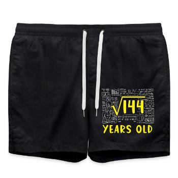 12 Jahre Geburtstag Wurzel 144 - Badeshorts - Schwarz - Vorne - AI Model Male 185 light (185cm)