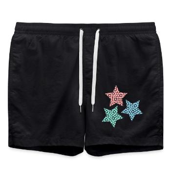 STERN. STERNE. STERN. STERNE. FEST. JAHRESTAG - Badeshorts - Schwarz - Vorne - AI Model Male 185 light (185cm)