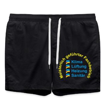 Klima Lüftung Heizung Sanitär - Meisterlich - Badeshorts - Schwarz - Vorne - AI Model Male 185 light (185cm)