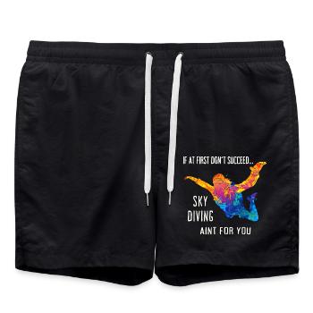 Skydive Fallschirmspringer Skydiver Freifall - Badeshorts - Schwarz - Vorne - AI Model Male 185 light (185cm)