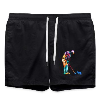 Flinker Minigolfspieler Turnierass - Badeshorts - Schwarz - Vorne - AI Model Male 185 light (185cm)