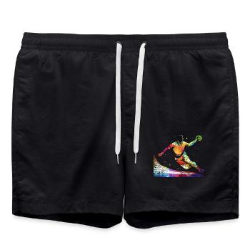 Temperamentvoller Handball Hallensport - Badeshorts - Schwarz - Vorne - AI Model Male 185 light (185cm)