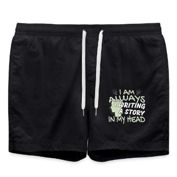 Drehbuchautor Ich Schreibe In Meinem Kopf - Badeshorts - Schwarz - Vorne - AI Model Male 185 light (185cm)