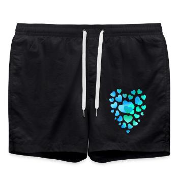 blaue Herzen viele Herzen - Badeshorts - Schwarz - Vorne - AI Model Male 185 light (185cm)