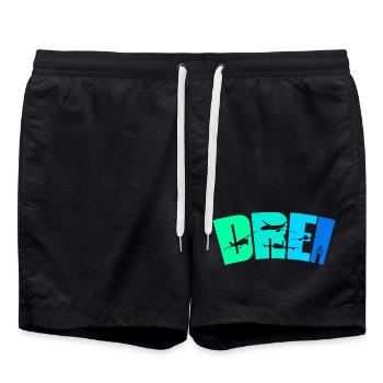 Geburtstag Junge 3 Jahre Flugzeug Flugzeuge - Badeshorts - Schwarz - Vorne - AI Model Male 185 light (185cm)