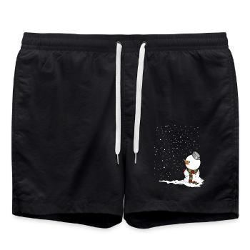 Schneemann im Schnee. - Badeshorts - Schwarz - Vorne - AI Model Male 185 light (185cm)