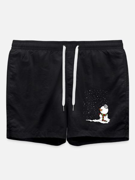 Schneemann im Schnee. - Badeshorts - Schwarz