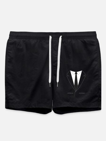Anzug mit Krawatte - Badeshorts - Schwarz