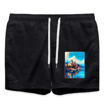 Ohrid Nordmazedonien Vintage Reiseposter WPA - Badeshorts - Schwarz - Vorne - AI Model Male 185 light (185cm)