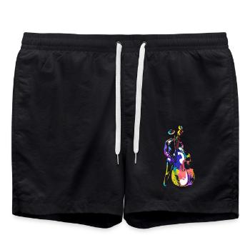 Tiefbrummender Kontrabass Jazzbühne - Badeshorts - Schwarz - Vorne - AI Model Male 185 light (185cm)