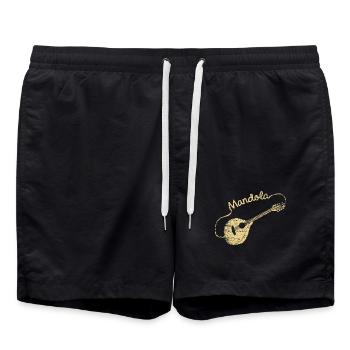 Leidenschaftliche Mandola Zupforchester - Badeshorts - Schwarz - Vorne - AI Model Male 185 light (185cm)