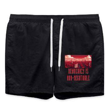 Demokratie ist nicht verhandelbar - Badeshorts - Schwarz - Vorne - AI Model Male 185 light (185cm)