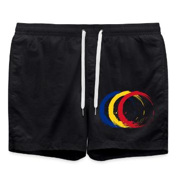 Flagge Rumäniens - Badeshorts - Schwarz - Vorne - AI Model Male 185 light (185cm)