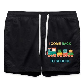 Ich komme zurück zur Schule, Kinderschule, Zug - Badeshorts - Schwarz - Vorne - AI Model Male 185 light (185cm)