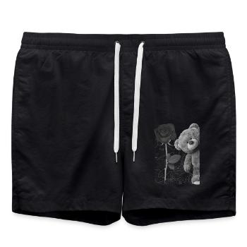Teddybär mit Rose - Badeshorts - Schwarz - Vorne - AI Model Male 185 light (185cm)