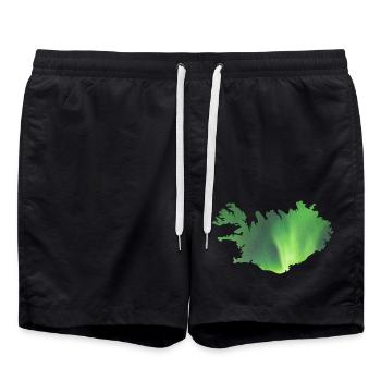 Island Landkarte Iceland Polarlicht Aurora - Badeshorts - Schwarz - Vorne - AI Model Male 185 light (185cm)