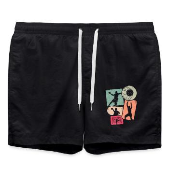 Handballer Handballspieler Kinder Handball Jungen - Badeshorts - Schwarz - Vorne - AI Model Male 185 light (185cm)