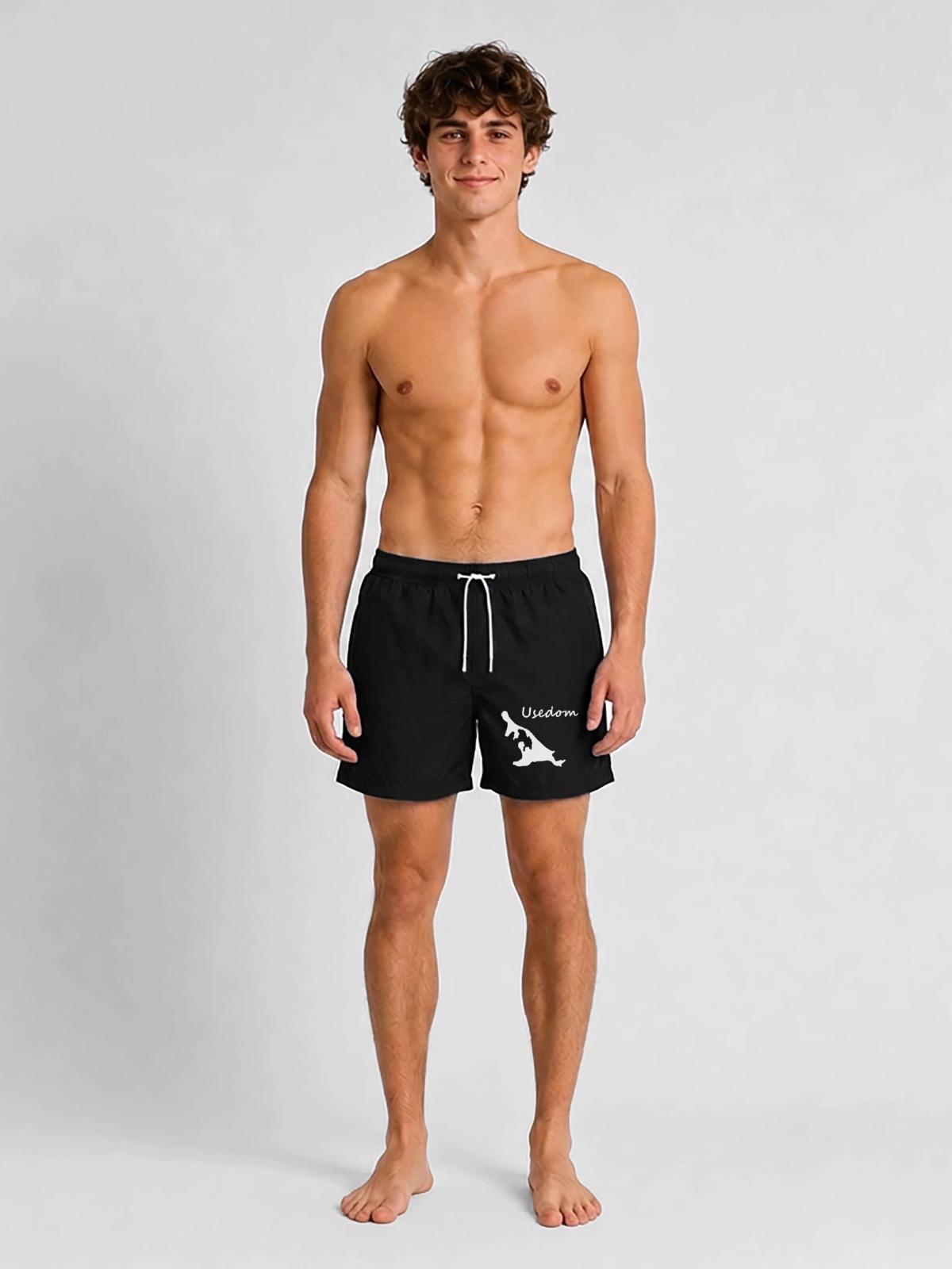 Usedom - Badeshorts - Schwarz - Vorne - AI Model Male 185 light (185cm)