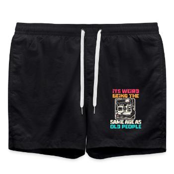 Jahrgang | Klassisch | Klassisch | Alt - Badeshorts - Schwarz - Vorne - AI Model Male 185 light (185cm)