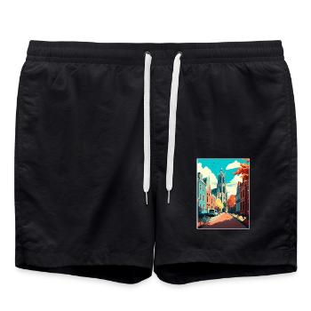 Utrecht Dekoration Niederlande Reiseposter - Badeshorts - Schwarz - Vorne - AI Model Male 185 light (185cm)