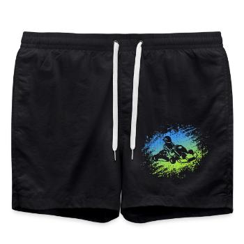 Go Kart Gokart Go-Kart Motorsport Kartfahrer - Badeshorts - Schwarz - Vorne - AI Model Male 185 light (185cm)