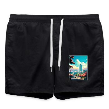 San Jose Kalifornien Vintage Reiseposter Souvenir - Badeshorts - Schwarz - Vorne - AI Model Male 185 light (185cm)