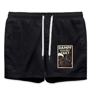 Eisenbahn Dampf schlägt Takt - Badeshorts - Schwarz - Vorne - AI Model Male 185 light (185cm)