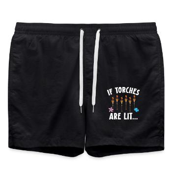 Wenn Fackeln brennen Hawaiianische Luau Party Tiki - Badeshorts - Schwarz - Vorne - AI Model Male 185 light (185cm)