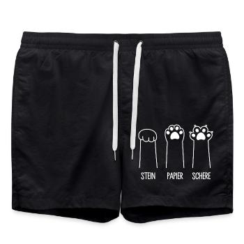 Katzenpfoten Katze Pfote Spiel Stein Papier Schere - Badeshorts - Schwarz - Vorne - AI Model Male 185 light (185cm)