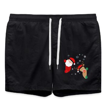 Der Weihnachtsmann und Rudolph schauen schon um d - Badeshorts - Schwarz - Vorne - AI Model Male 185 light (185cm)