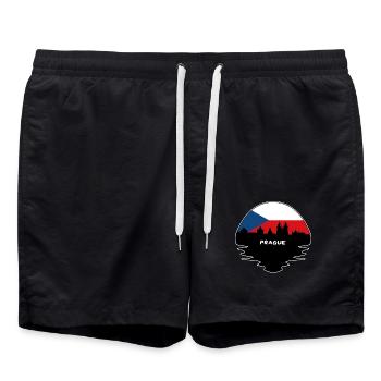 Prag Tschechien Flagge Skyline Silhouette Reisen - Badeshorts - Schwarz - Vorne - AI Model Male 185 light (185cm)