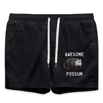Awesome Possum - Opossum Wortspiel - Badeshorts - Schwarz - Vorne - AI Model Male 185 light (185cm)