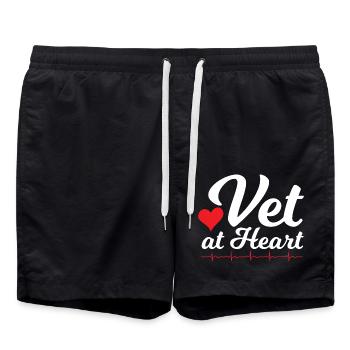 Tierarzt im Herzen - Badeshorts - Schwarz - Vorne - AI Model Male 185 light (185cm)