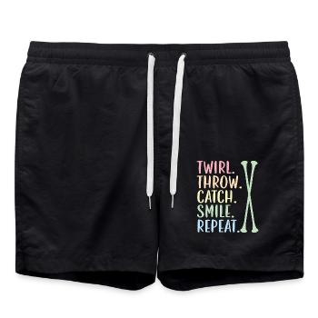 Wirbeln. Werfen. Fangen. Lächeln. Wiederholen. Bat - Badeshorts - Schwarz - Vorne - AI Model Male 185 light (185cm)