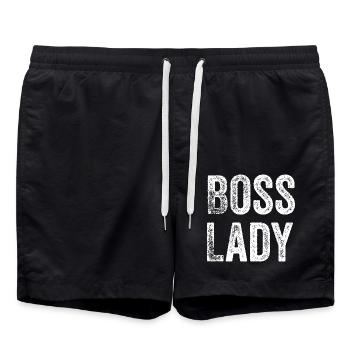 lustiger Chef-Spruch - Badeshorts - Schwarz - Vorne - AI Model Male 185 light (185cm)