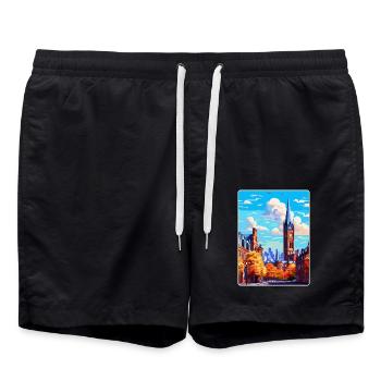 Manchester England Uk Reise Poster Souvenir WPA - Badeshorts - Schwarz - Vorne - AI Model Male 185 light (185cm)