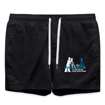 Pfiffiger Landvermesser Katasteramt - Badeshorts - Schwarz - Vorne - AI Model Male 185 light (185cm)
