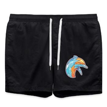 Delphin Bunte Aquarell-Tierillustration - Badeshorts - Schwarz - Vorne - AI Model Male 185 light (185cm)