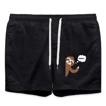 Goodbye Sloth Faultier Winken Tschau Tschüss - Badeshorts - Schwarz - Vorne - AI Model Male 185 light (185cm)