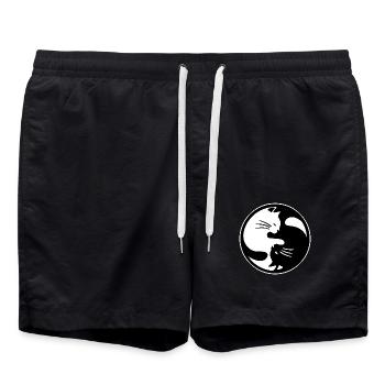 Achtsame Yin Yang Katze Meditation - Badeshorts - Schwarz - Vorne - AI Model Male 185 light (185cm)