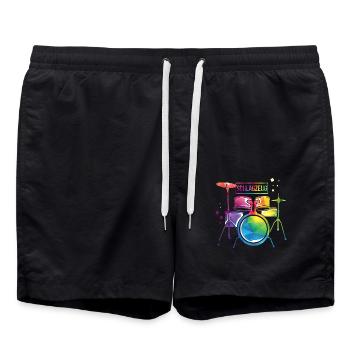 Pulsierender Schlagzeuger Rockband - Badeshorts - Schwarz - Vorne - AI Model Male 185 light (185cm)