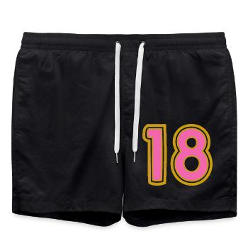 18. 18 JAHRE ALT. 18-JÄHRIGES JUBILÄUM - Badeshorts - Schwarz - Vorne - AI Model Male 185 light (185cm)