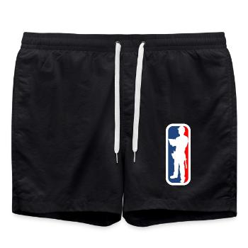 Bauarbeiter Logo - Badeshorts - Schwarz - Vorne - AI Model Male 185 light (185cm)